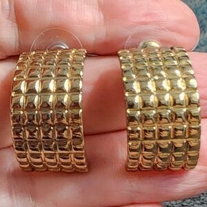 Bold Gold-Toned Textured Hoop Earrings